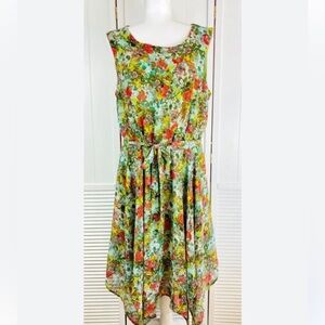 Emma & Michele Handkerchief Hem Dress | Size 6 | Sleeveless Mini Dress with Sash